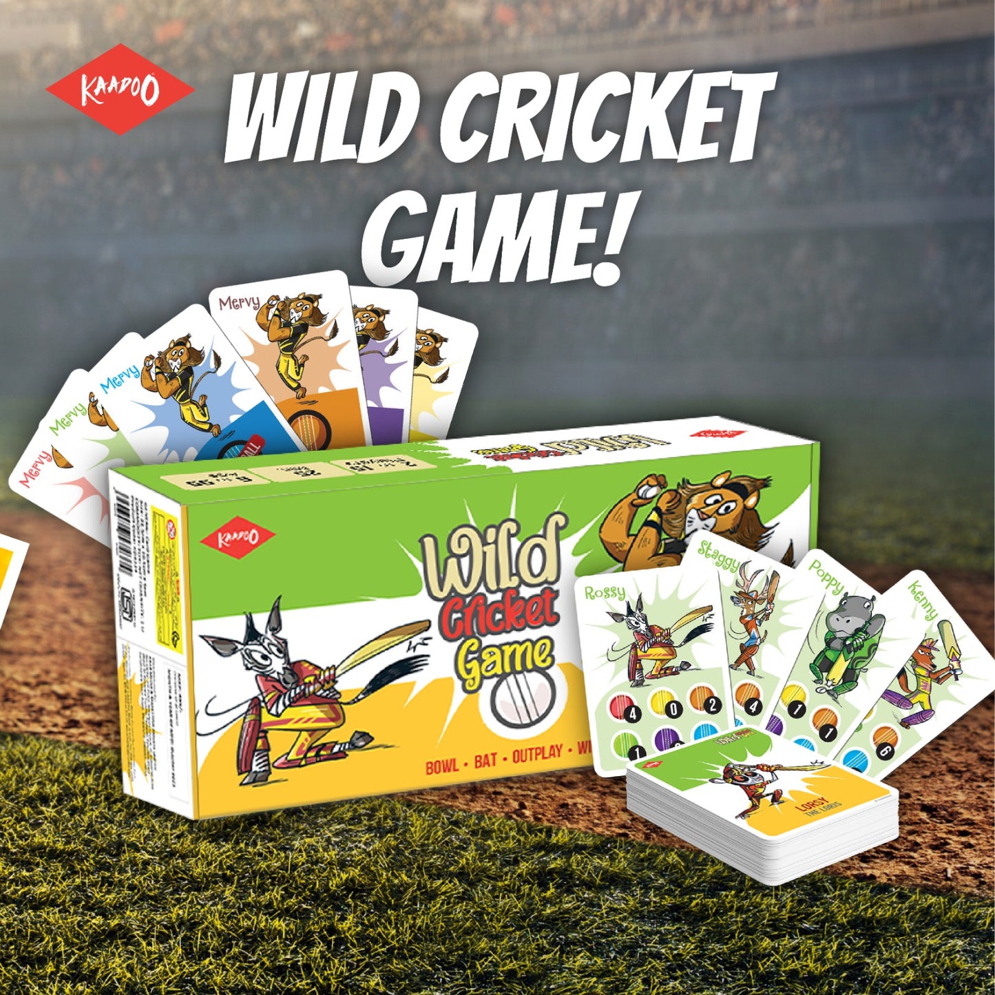 JUNGLY Wild Cricket Card Game - Bowl. Bat. Outplay. Win