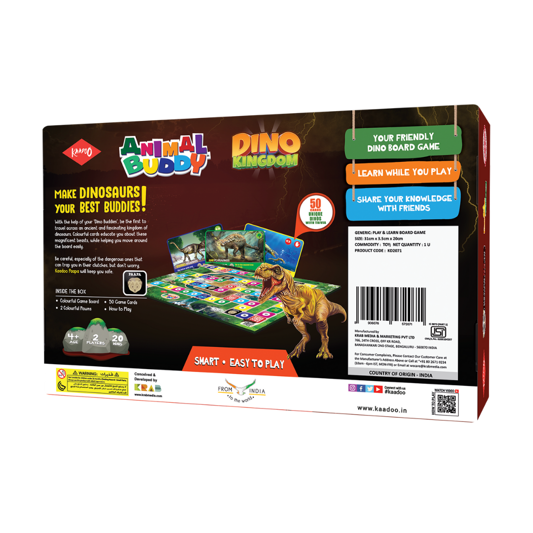 Kaadoo Animal Buddy Dino Kingdom | Board Game for 4-6 years old | Board Game for Kids and Families | Best Dinosaurs Game